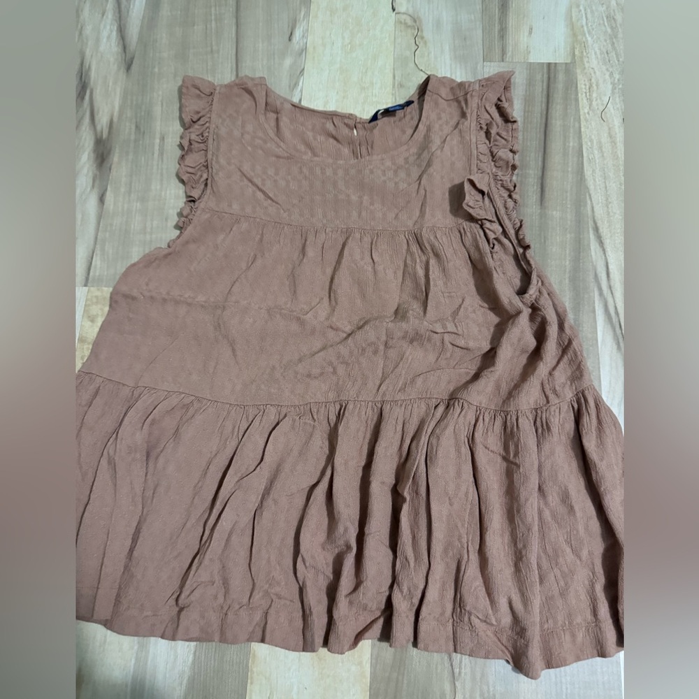 Vintage American Eagle Ruffled Brown Top
